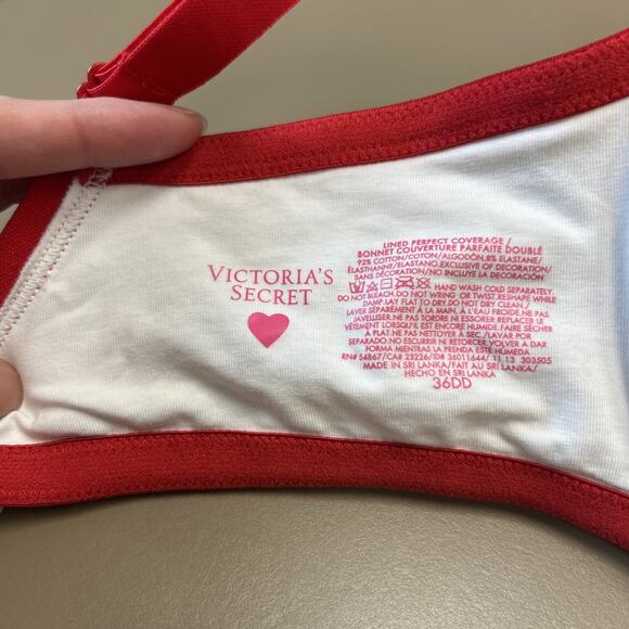 Victoria's Secret Bra 36DD Lined Perfect Coverage Red Purple Plaid Cotton - Picture 6 of 6